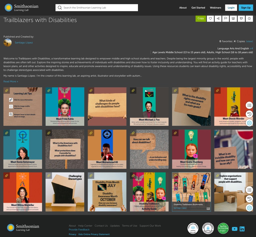 Smithsonian Learning Lab: Trailblazers with Disabilities.